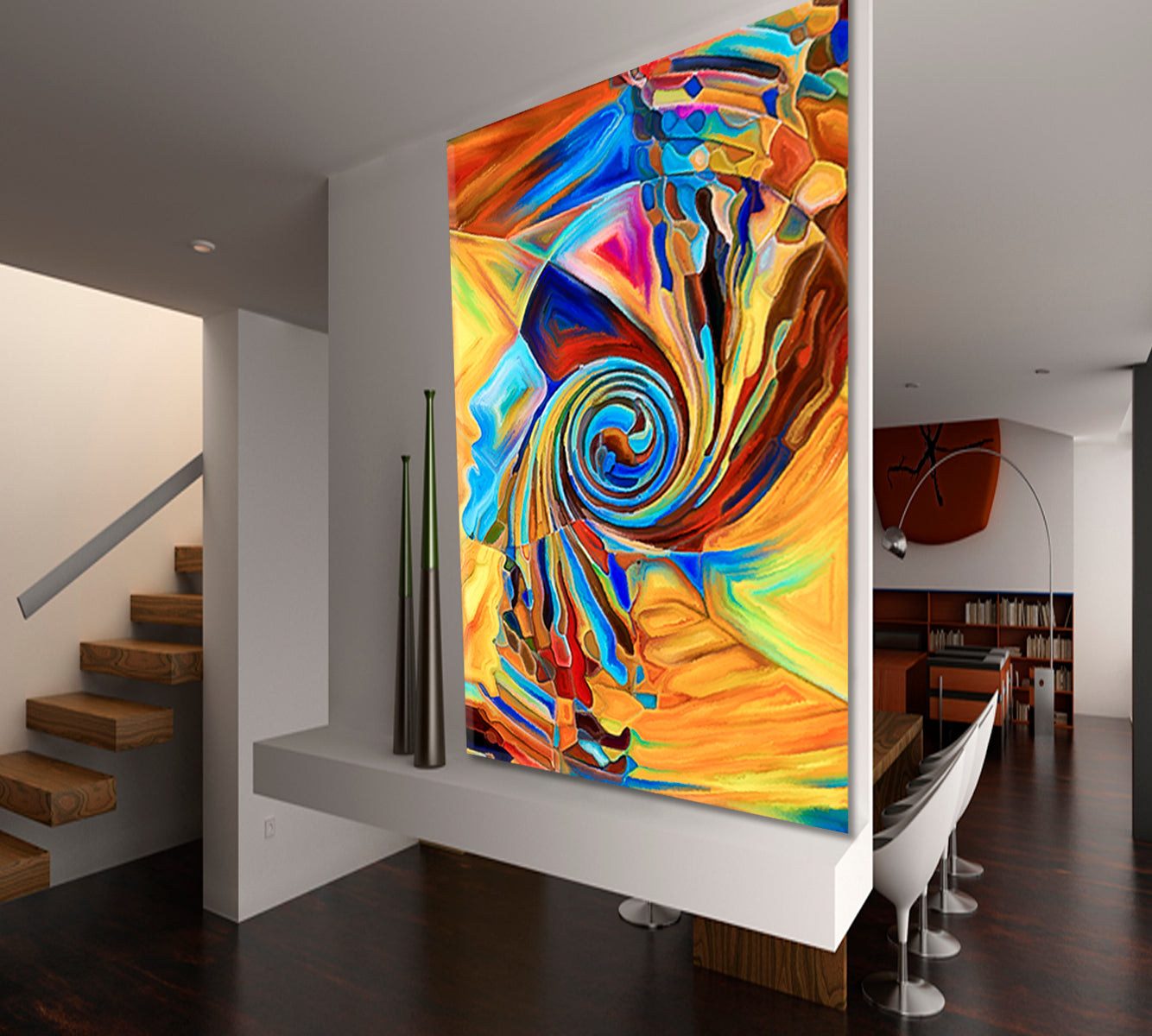 Fragments And Man World Abstract Design Vertical 1 panel Abstract Art Print Artesty   