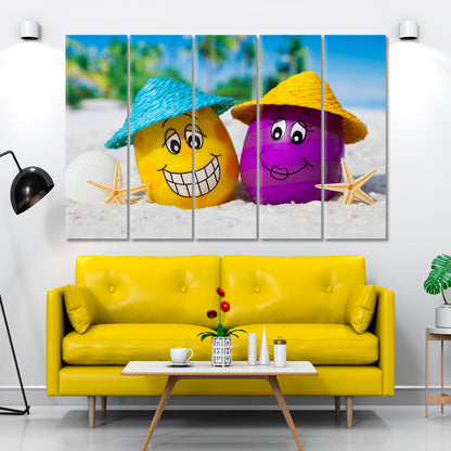 LOVELY SUMMER Colorful Funny Style Photo Art Artesty 5 panels 36" x 24" 