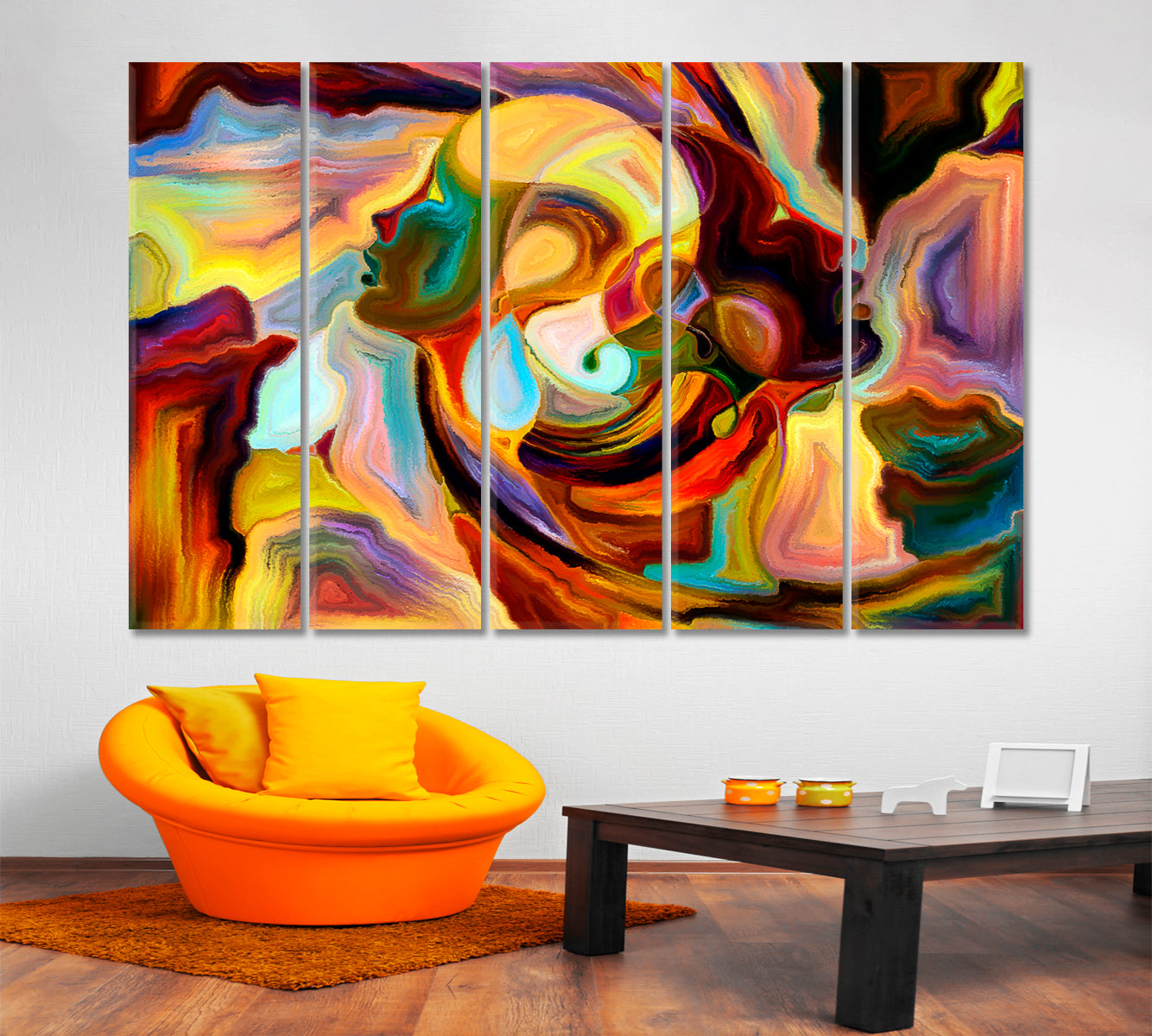VORTEX MIND Contemporary Abstract Colorful Patterns Contemporary Art Artesty 5 panels 36" x 24" 