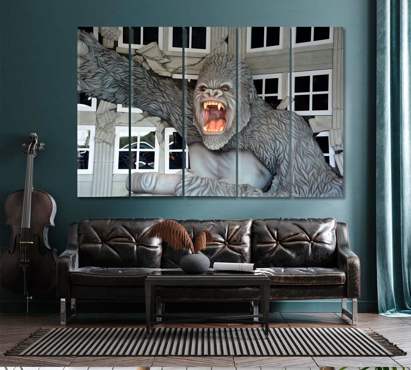 Giant King Kong USA Attraction Famous Landmarks Artwork Print Artesty 5 panels 36" x 24" 