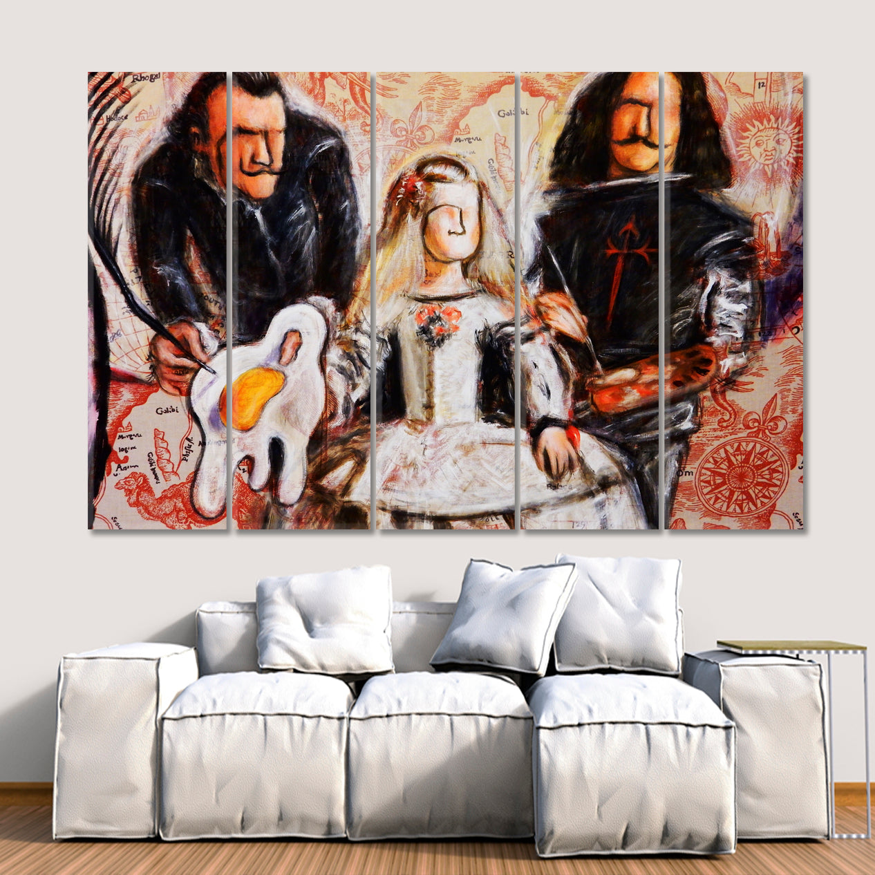 Salvador Dali Unique Style Surreal Abstract Abstract Art Print Artesty 5 panels 36" x 24" 