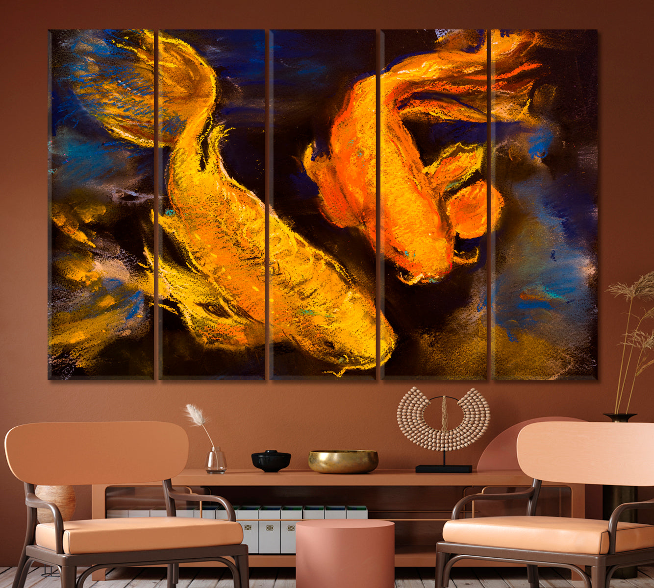 Koi Carp Beautiful Koi Fish Pastel Modern Art Canvas Print Fine Art Artesty   