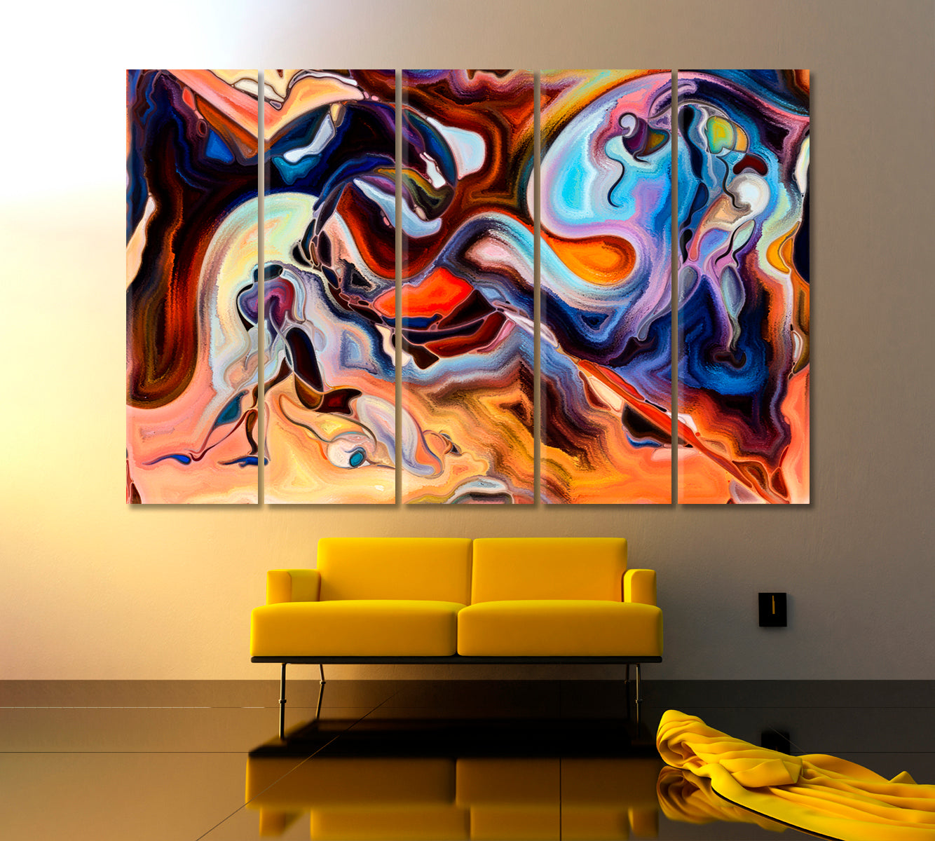 HUMAN AND ART Creative Abstract Design Abstract Art Print Artesty 5 panels 36" x 24" 