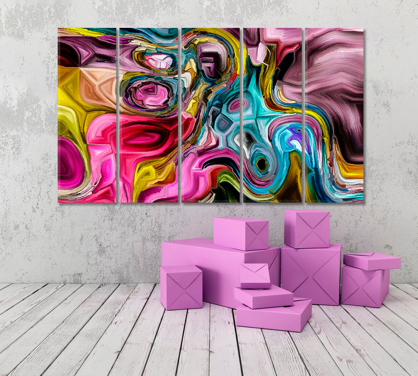 Abstract Modern Art Contemporary Art Artesty 5 panels 36" x 24" 