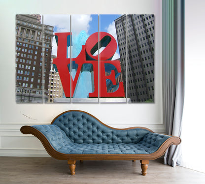 Love Statue Love Park Philadelphia John Kennedy Plaza USA Art Canvas Print Famous Landmarks Artwork Print Artesty   