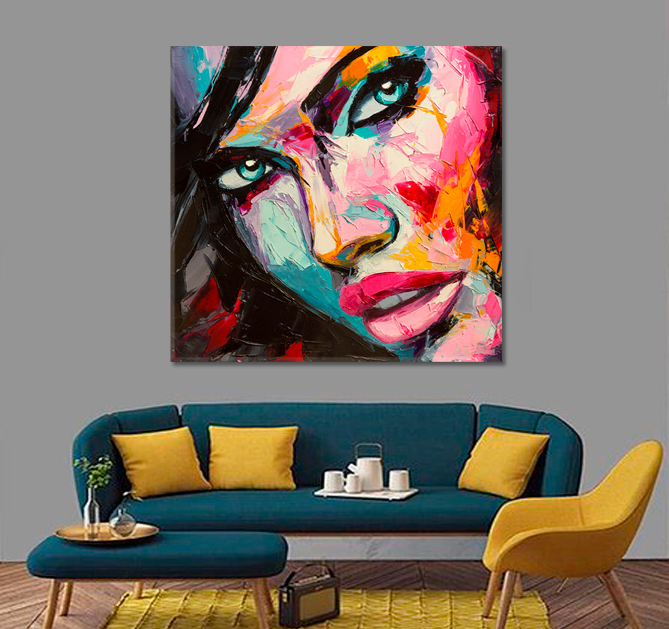 COLORS OF THE MOOD Beautiful Woman Fine Art, Square Panel People Portrait Wall Hangings Artesty   