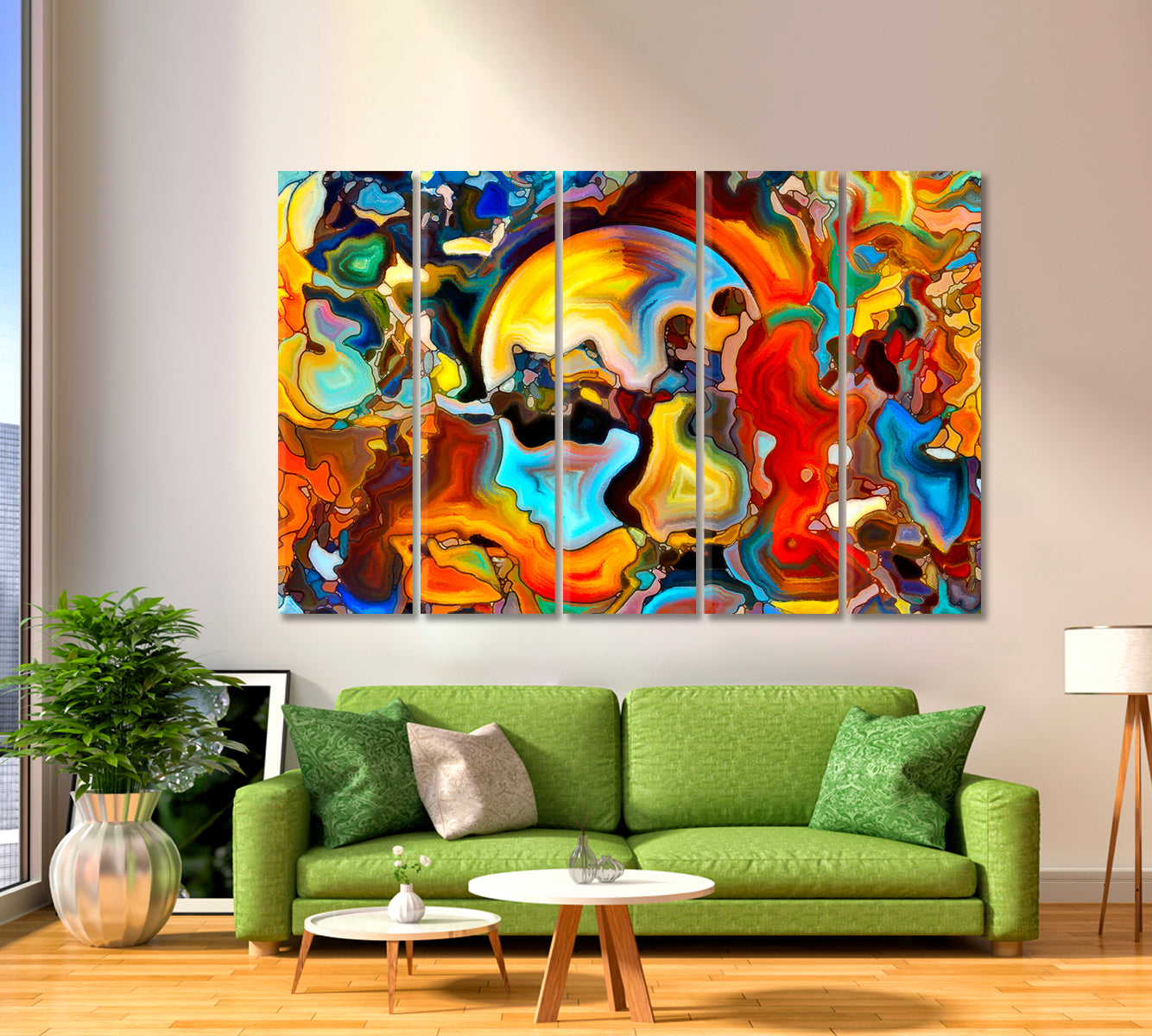 Consciousness Abstract Design Contemporary Art Artesty 5 panels 36" x 24" 