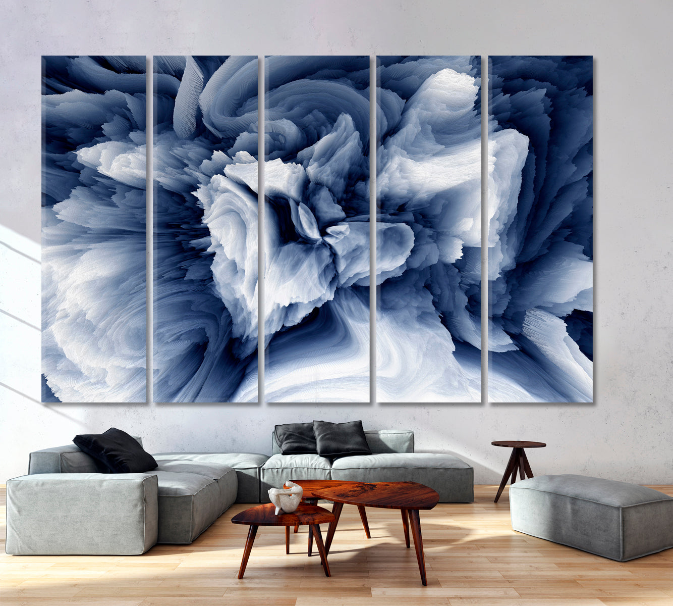 Psychedelic Abstract Creative Pattern Graphic Design Fluid Art, Oriental Marbling Canvas Print Artesty 5 panels 36" x 24" 