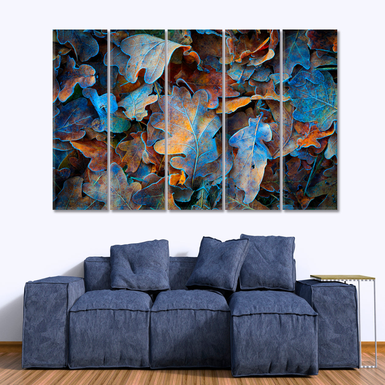 ABSTRACT NATURALISM Frozen Oak Leaves Floral & Botanical Split Art Artesty 5 panels 36" x 24" 