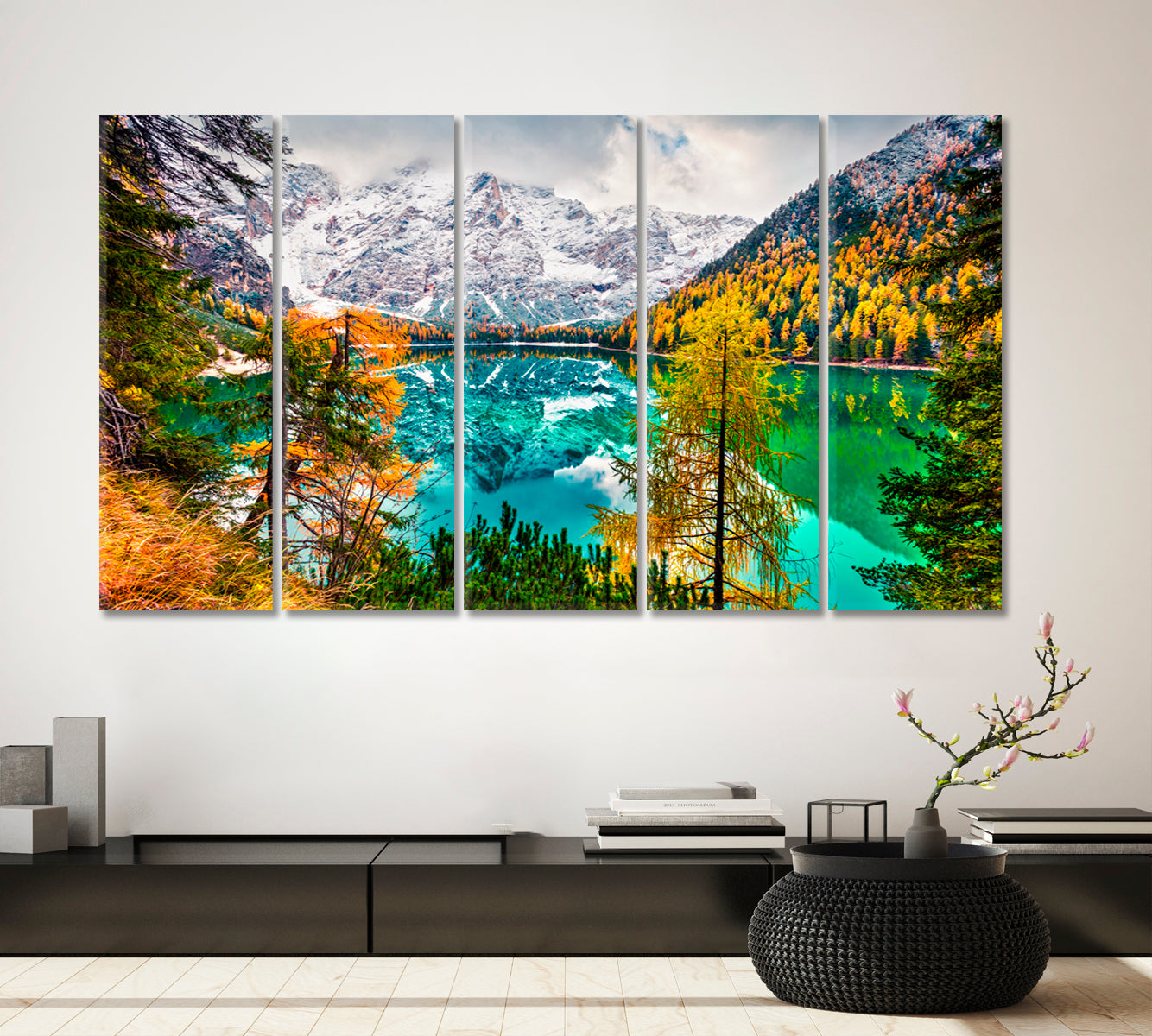 Colorful Autumn Landscape Alps Nature Wall Canvas Print Artesty 5 panels 36" x 24" 