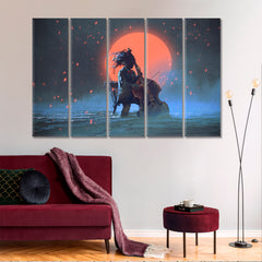 MOONLIGHT SONATA Inspired by Beethoven FANTASY Mysterious Man Surreal Fantasy Large Art Print Décor Artesty 5 panels 36" x 24" 