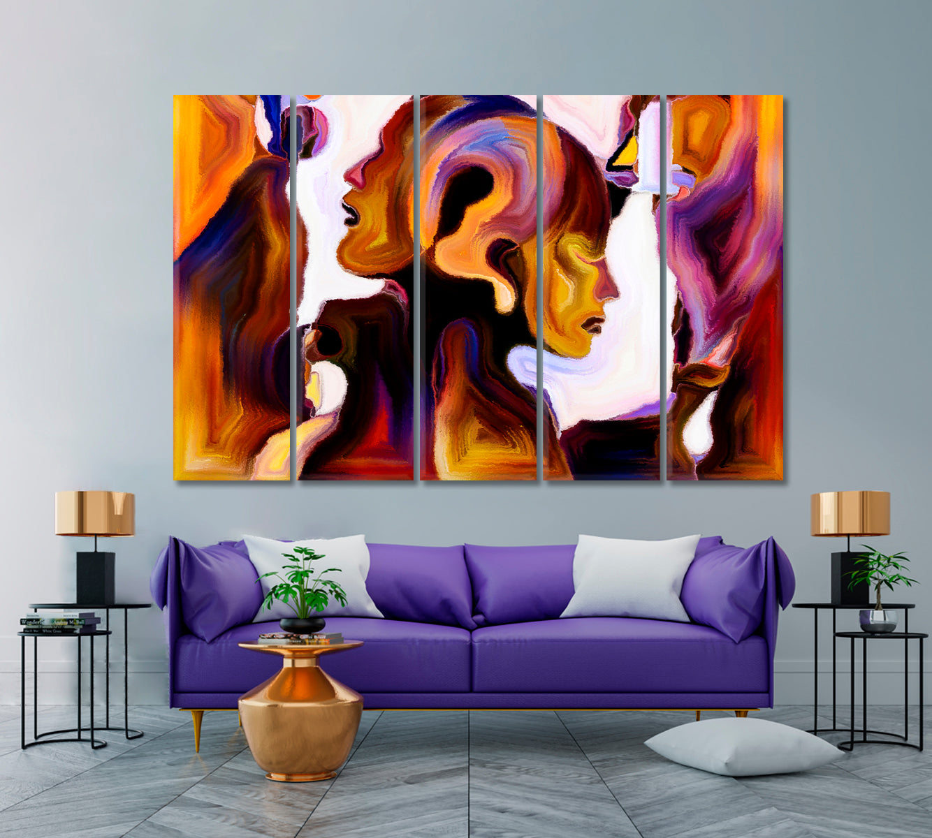 Mutual Unity Abstract Art Print Artesty 5 panels 36" x 24" 