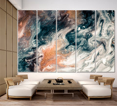 ABSTRACT Marble Liquid Fluid Art, Oriental Marbling Canvas Print Artesty 5 panels 36" x 24" 