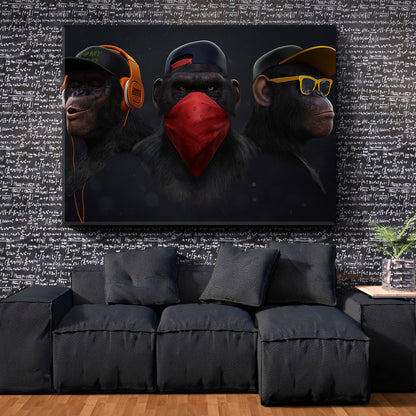 Three Wise Monkeys See No Evil Hear No Evil Speaks no Evil Animals Canvas Print Artesty   