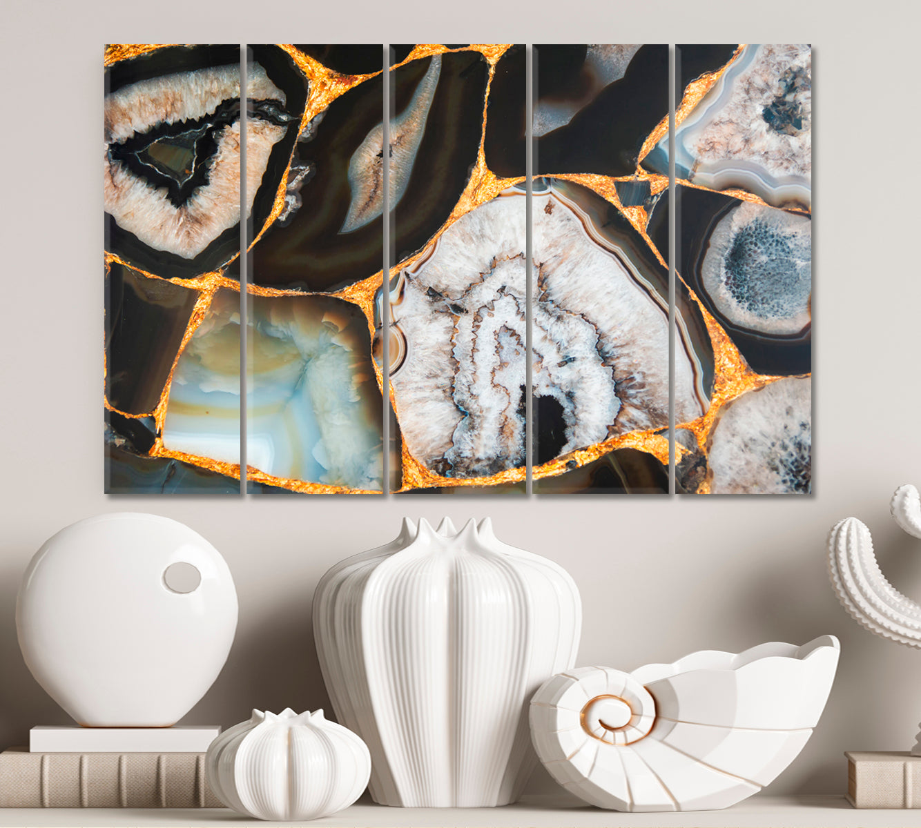 Abstract Marble Agate Poster Abstract Art Print Artesty 5 panels 36" x 24" 