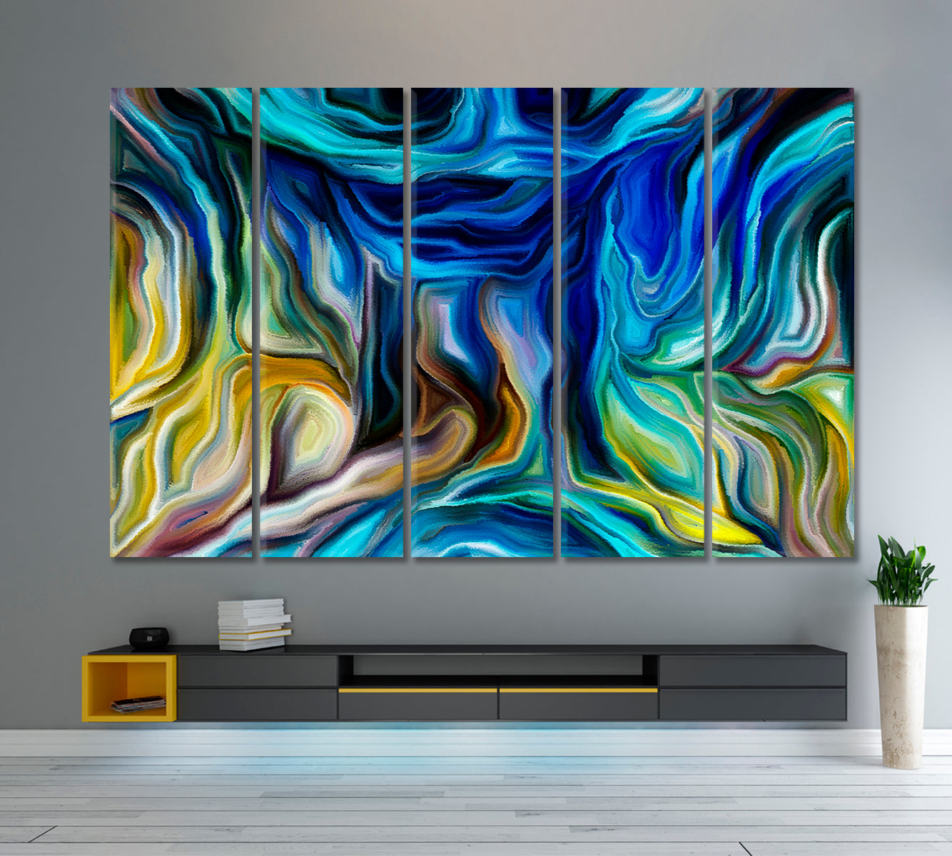 ABSTRACT LINES Contemporary Art Contemporary Art Artesty 5 panels 36" x 24" 