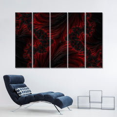 FRACTAL BLACK RED Graphic Design Abstract Creative Pattern Abstract Art Print Artesty 5 panels 36" x 24" 