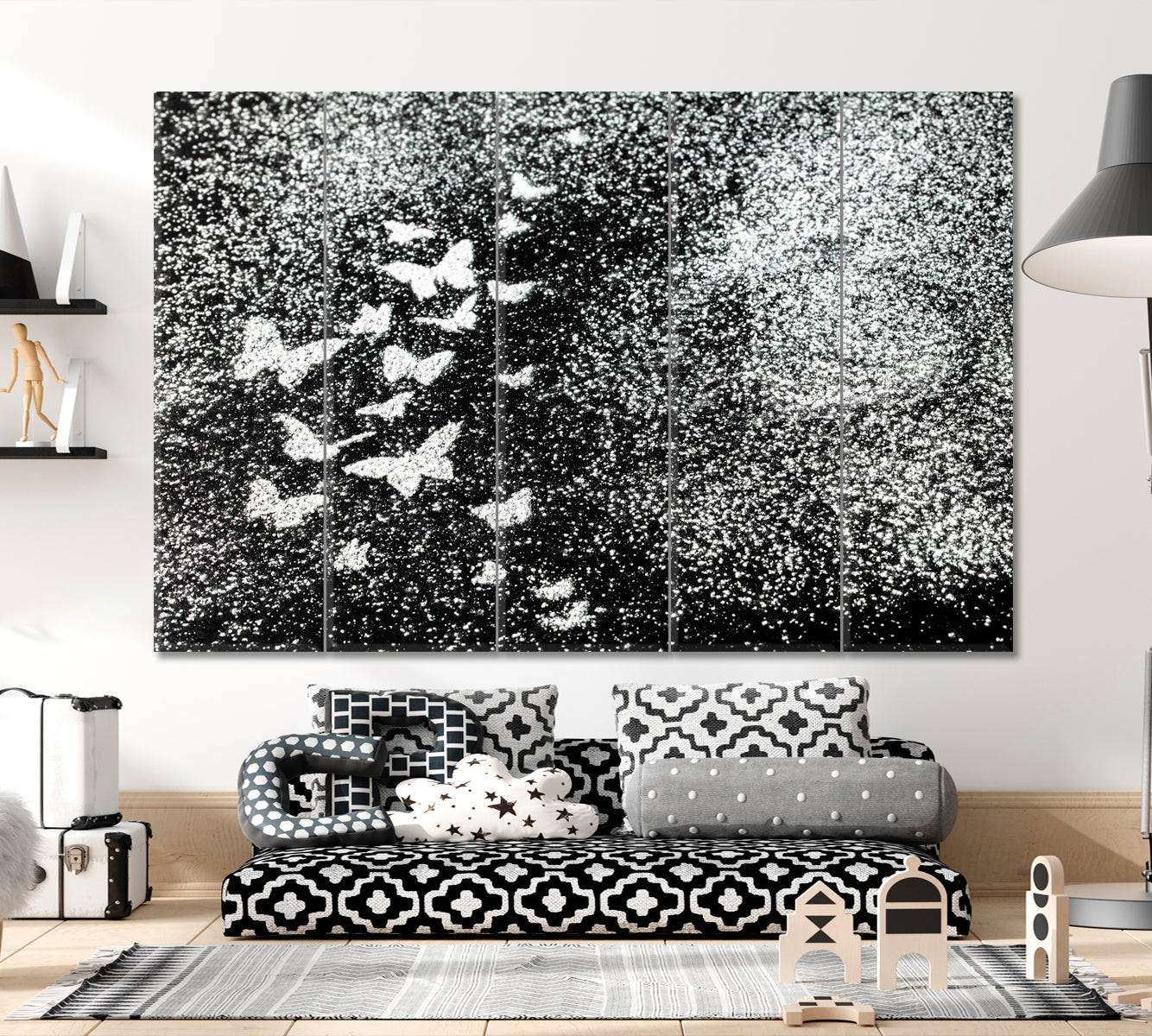 BUTTERFLY Black And White Beautiful Tender Canvas Print Black and White Wall Art Print Artesty   