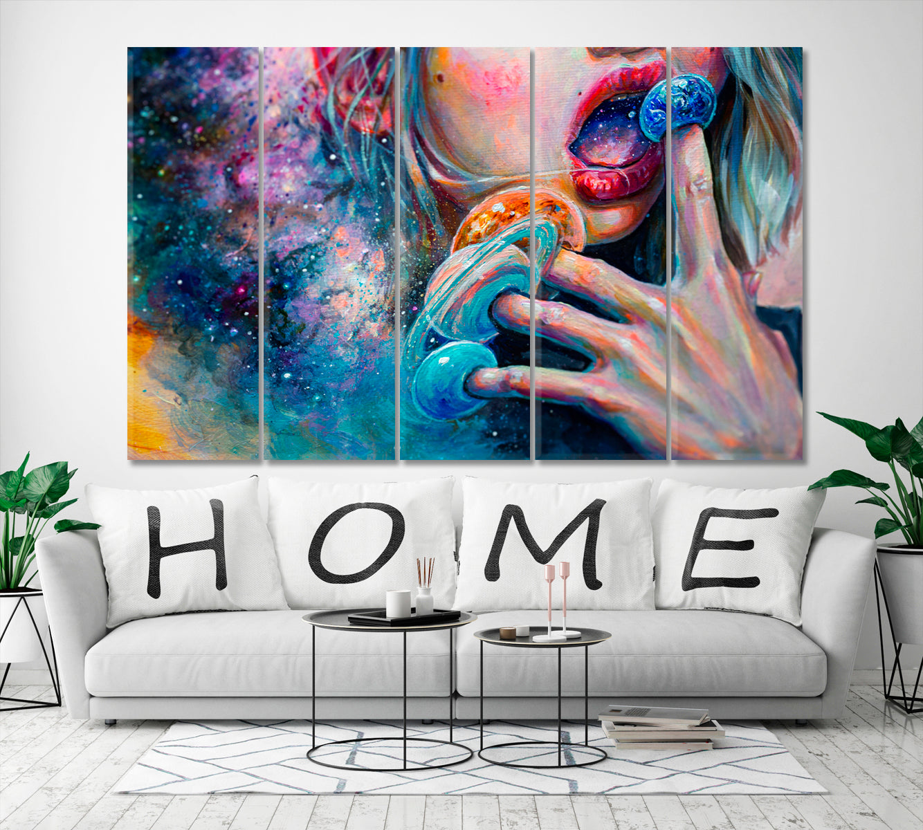 PLANET CREATIONS Trendy Abstract Surreal Psychedelic Mystic Space Surreal Fantasy Large Art Print Décor Artesty 5 panels 36" x 24" 