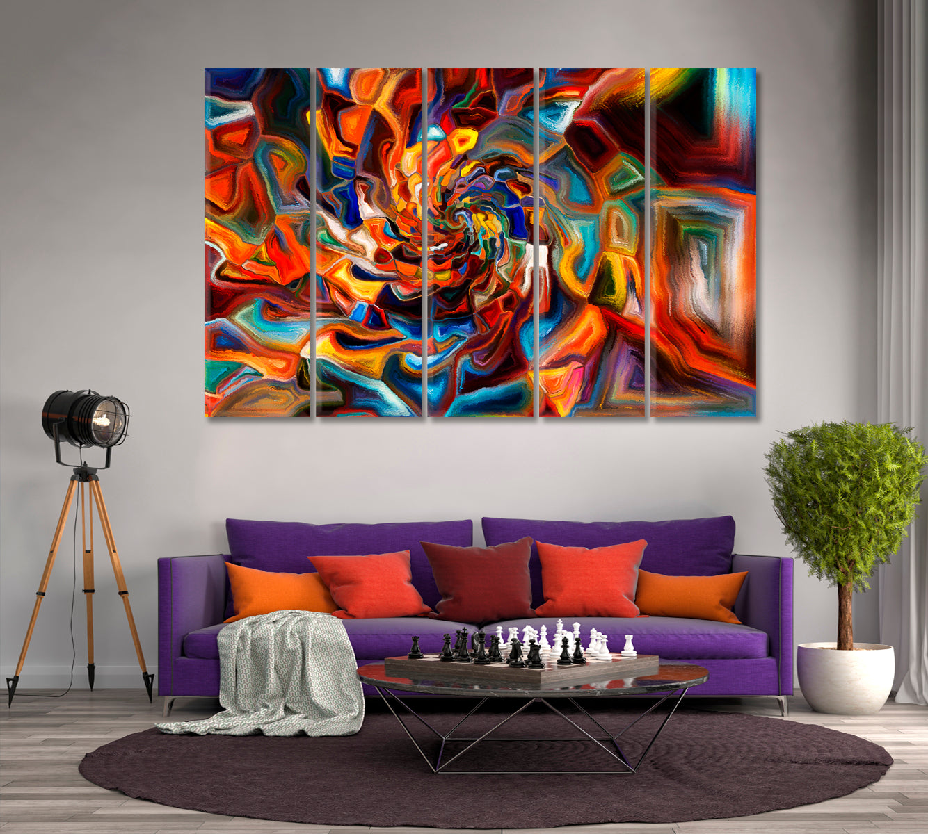 Shards Abstract Pattern Abstract Art Print Artesty 5 panels 36" x 24" 