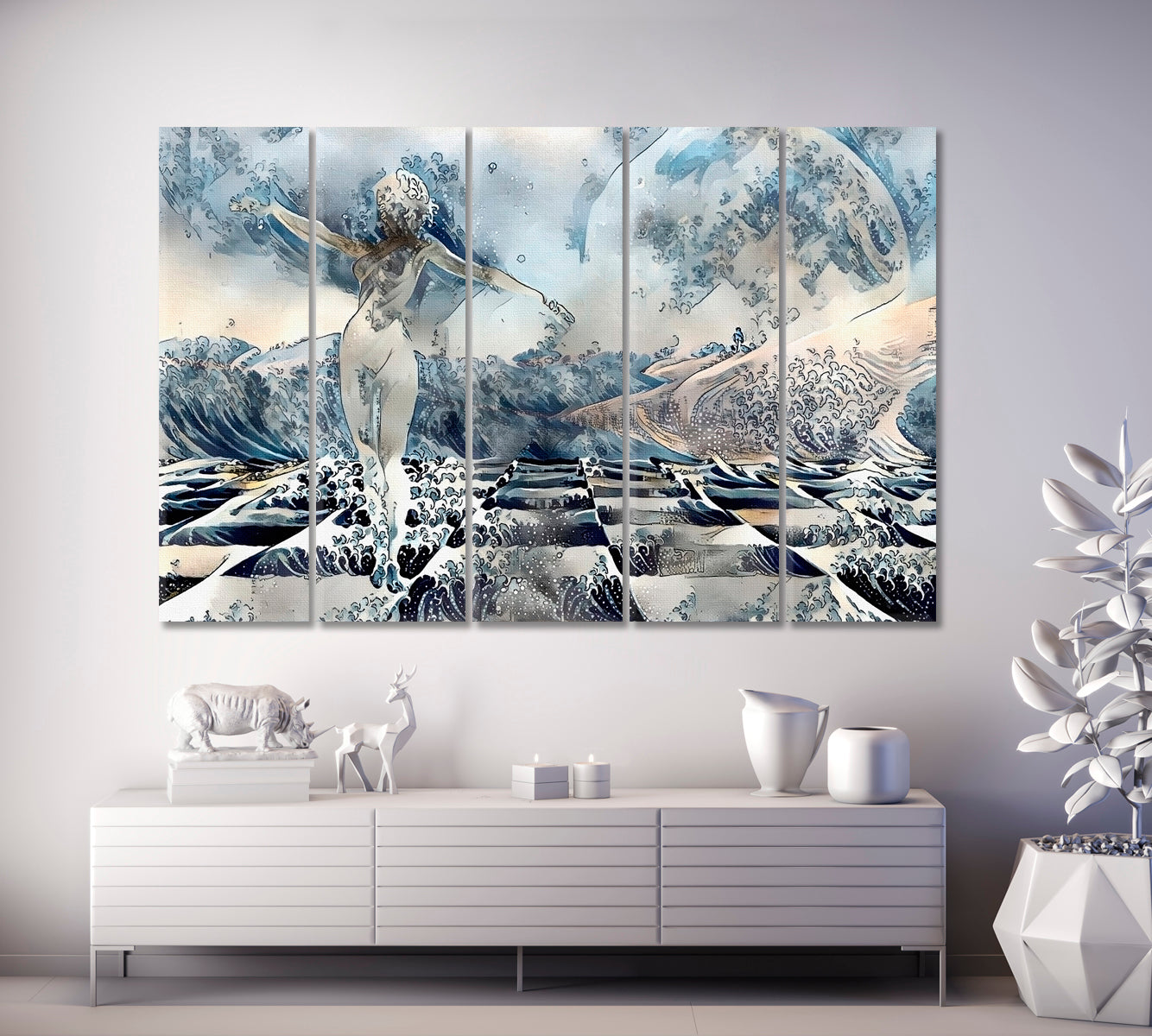 Surreal Woman Surreal Fantasy Large Art Print Décor Artesty 5 panels 36" x 24" 