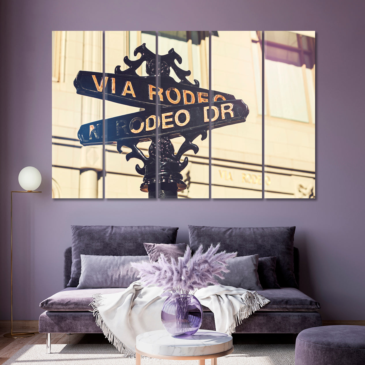 Famous Beverly Hills California United States Rodeo Drive Sign Cities Wall Art Artesty 5 panels 36" x 24" 
