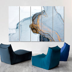 Soft Translucent Abstract Marble Modern Art Fluid Art, Oriental Marbling Canvas Print Artesty 5 panels 36" x 24" 