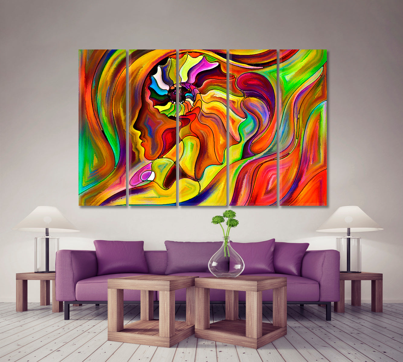 Life Forms And Lines Abstract Design Abstract Art Print Artesty 5 panels 36" x 24" 