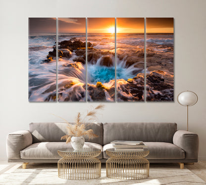 Pools of Paradise Sunset Hawaii Big Island Scenery Landscape Fine Art Print Artesty 5 panels 36" x 24" 