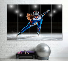 SHORT TRACK Athlete on Ice Motivation Sport Poster Print Decor Artesty 5 panels 36" x 24" 