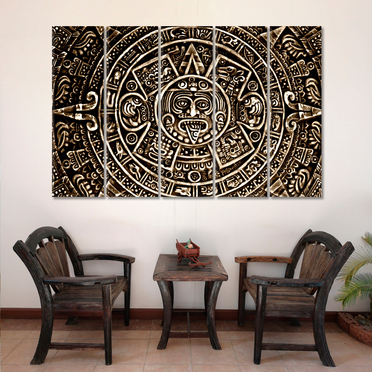 Ancient Mayan Calendar Sun Symbol Pagan Ornament Sunstone Vintage Affordable Canvas Print Artesty   