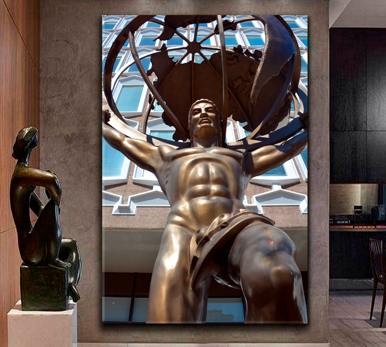 Atlas Titan Held Up Celestial Sphere Urban Architecture Montreal - V Cities Wall Art Artesty 1 Panel 16"x24" 