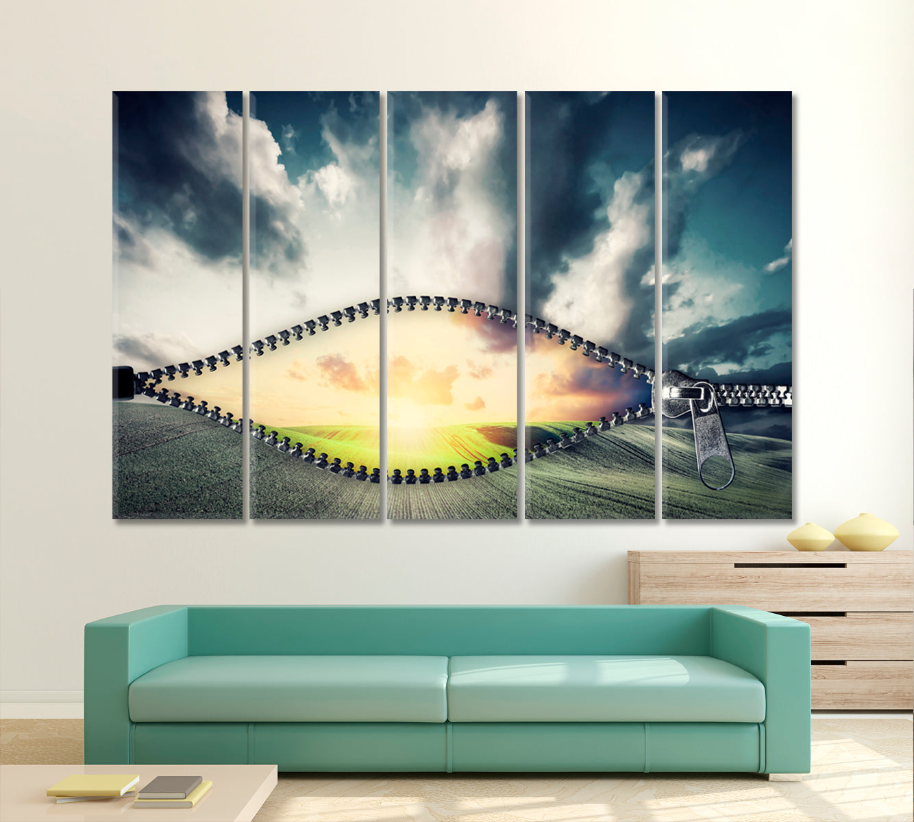 Unzip a View for Better World Skyscape Canvas Artesty 5 panels 36" x 24" 