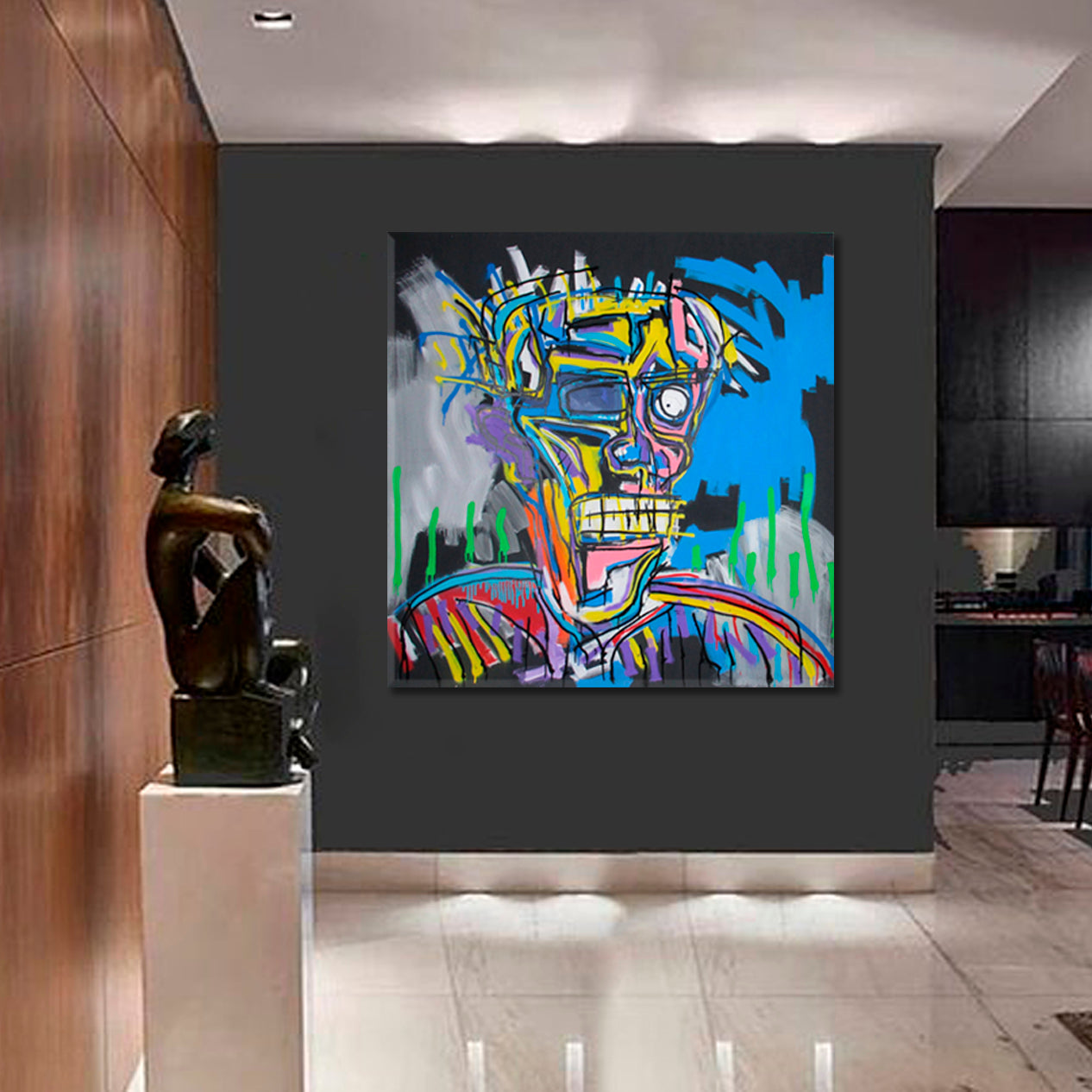 BASQUIAT STYLE Skull Untitled Popular Defiant | Square Contemporary Art Artesty   