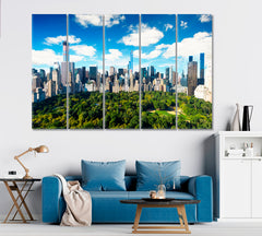 New York City Manhattan Central Park View Cities Wall Art Artesty 5 panels 36" x 24" 