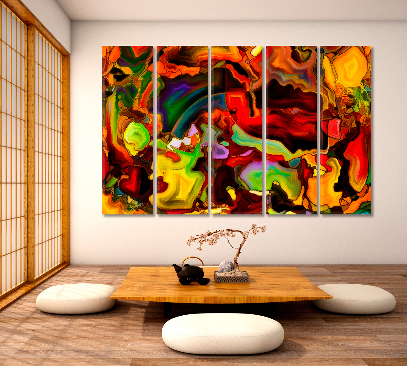 Colorful Spirituality Abstract Art Print Artesty 5 panels 36" x 24" 