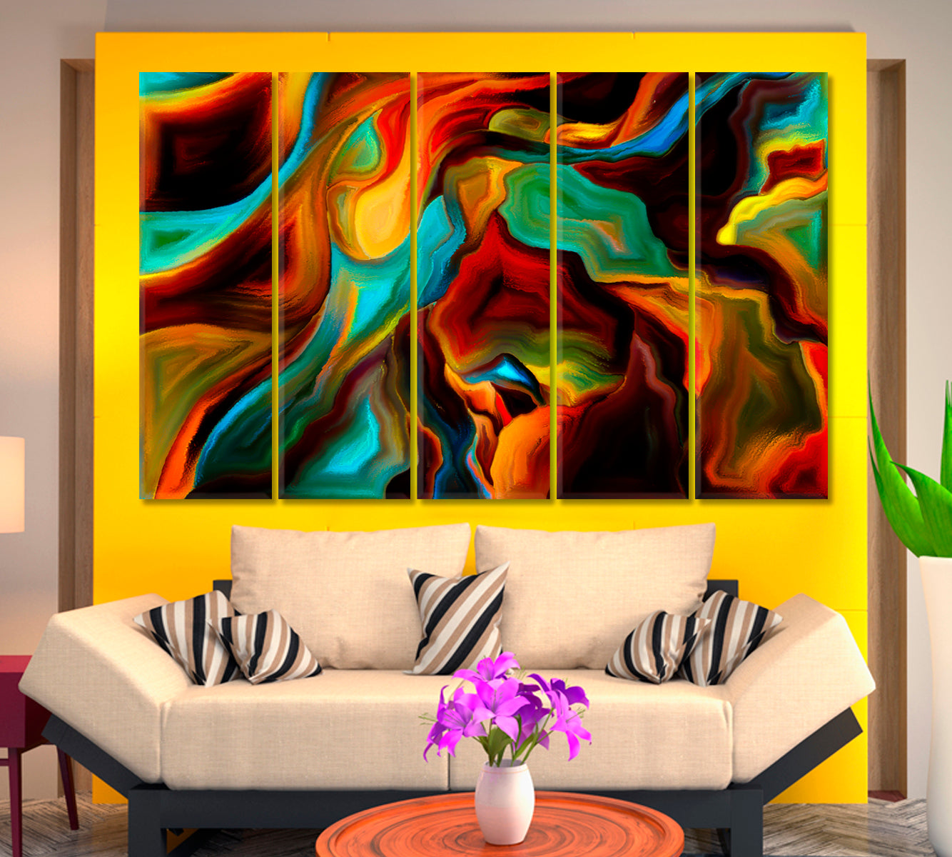 Inside Of Colors And Forms Abstract Design Abstract Art Print Artesty 5 panels 36" x 24" 