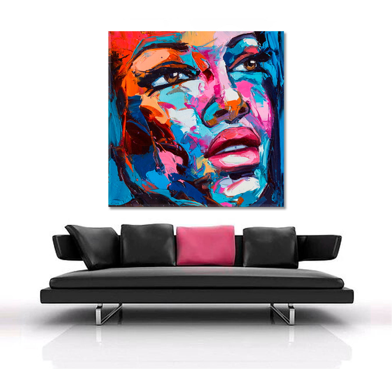 COLORFUL EMOTIONS Pretty Girl Portret Modern Art - Square Panel Contemporary Art Artesty   