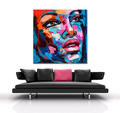 COLORFUL EMOTIONS Pretty Girl Portret Modern Art - Square Panel Contemporary Art Artesty   