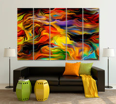 ABSTRACT ART BEAUTIFUL  Interlacing of Colored Lines Abstract Art Print Artesty 5 panels 36" x 24" 