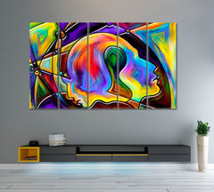 Inside Forms Being, Colorful Stained Glass Lines Contemporary Art Artesty 5 panels 36" x 24" 