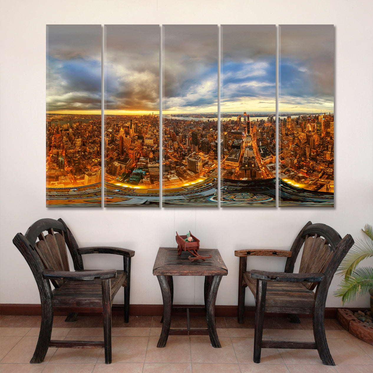 PANORAMA POSTER Manhattan from Empire State Building Cities Wall Art Artesty 5 panels 36" x 24" 