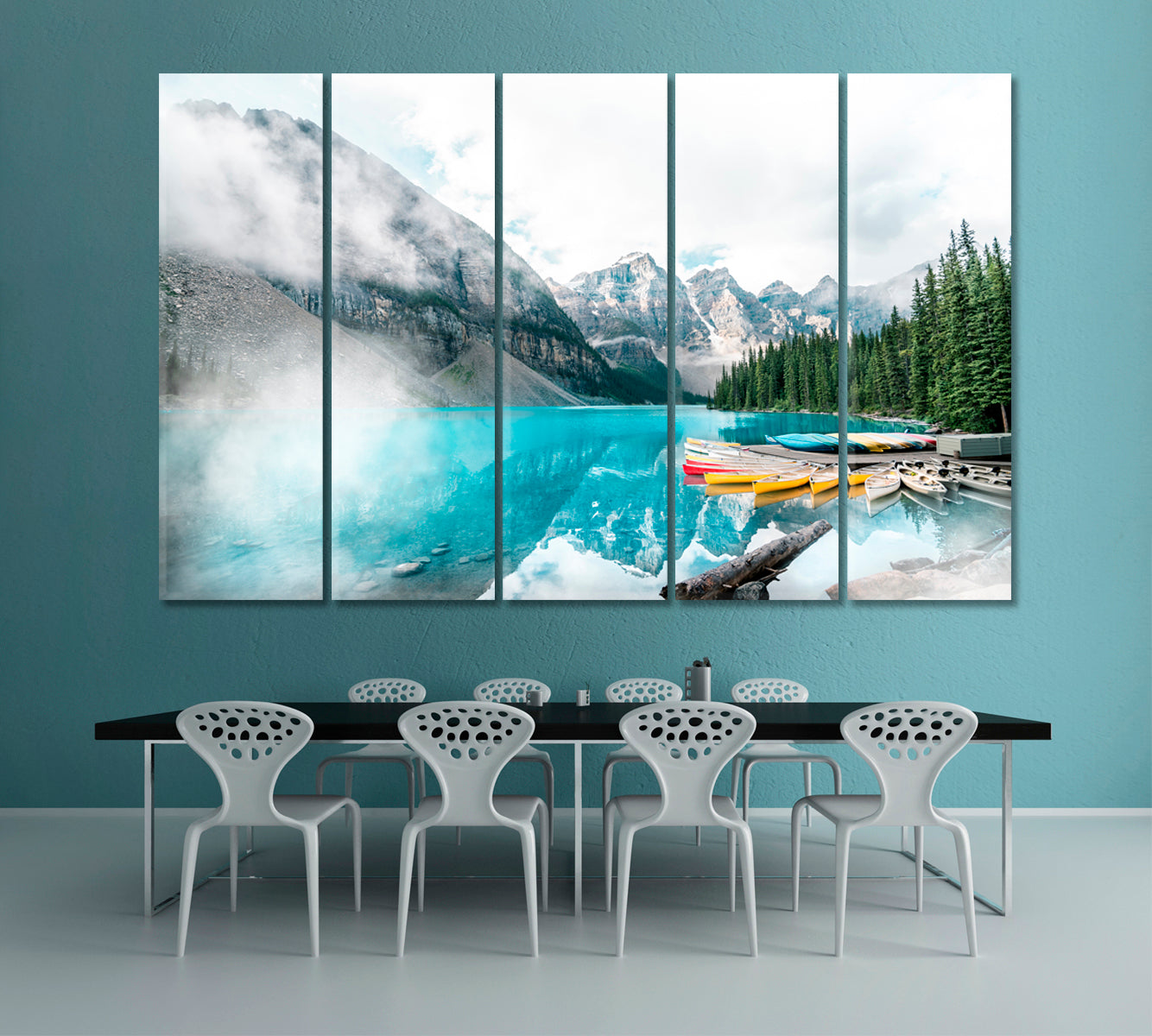 Beautiful Moraine Lake Banff National Park Alberta Canada Countries Canvas Print Artesty 5 panels 36" x 24" 