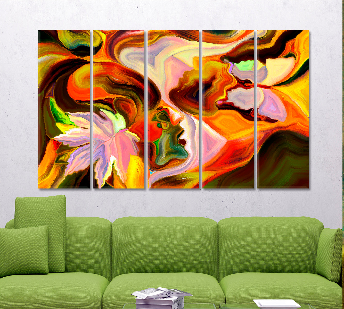 Nature of Everything.  Human autumn leaf and Butterfly Multi Color Patterns Abstract Art Print Artesty   
