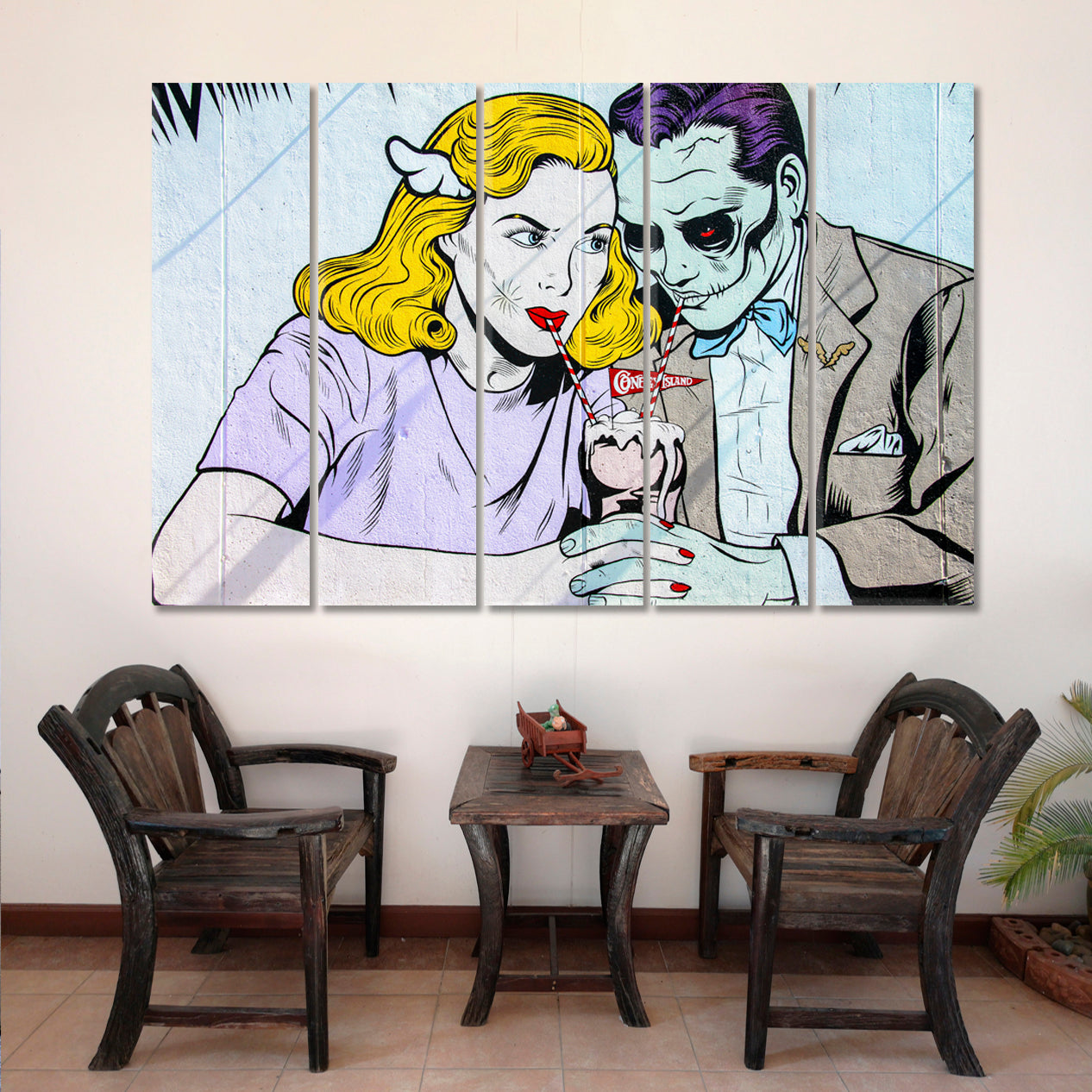 AMOROUS Pop Art Graffiti Pop Art Canvas Print Artesty 5 panels 36" x 24" 