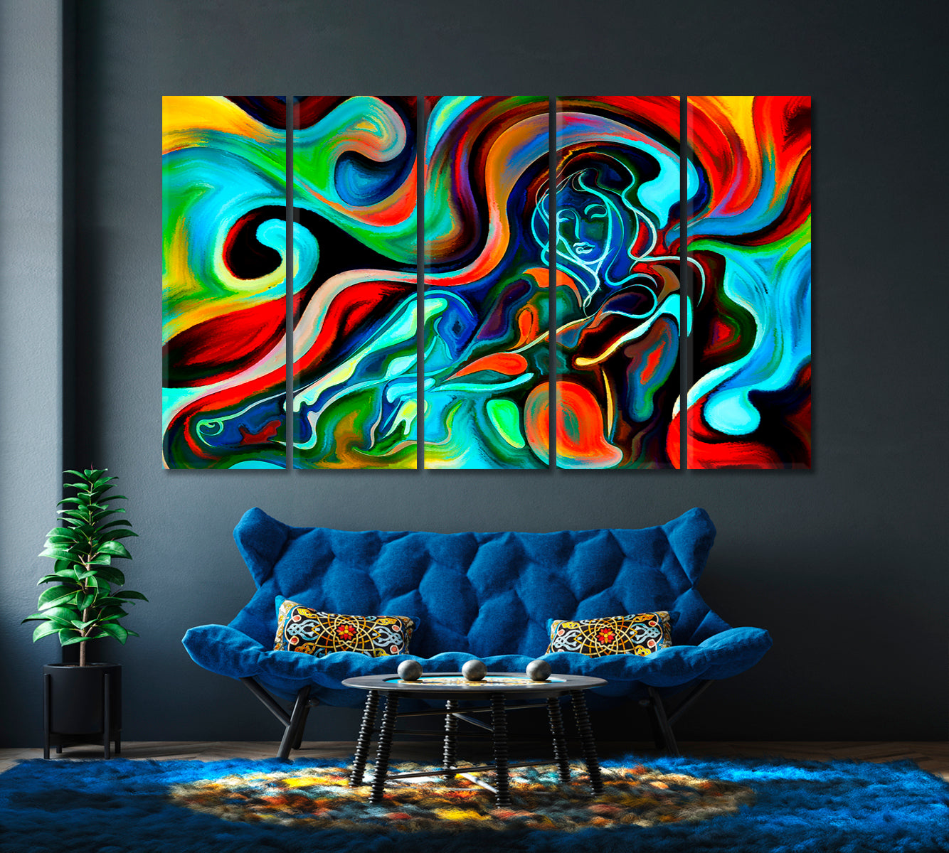 Precognition and Inner Vision Abstract Art Print Artesty 5 panels 36" x 24" 