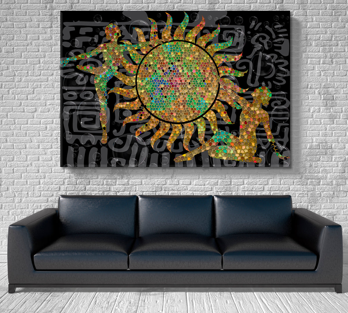 SOLAR ENERGY Constructive Abstract Figurative Boho Pattern Collage Contemporary Art Artesty 1 panel 24" x 16" 
