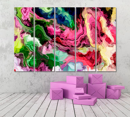 VIBRANT COLORS Expressionist Art Abstract Art Print Artesty 5 panels 36" x 24" 