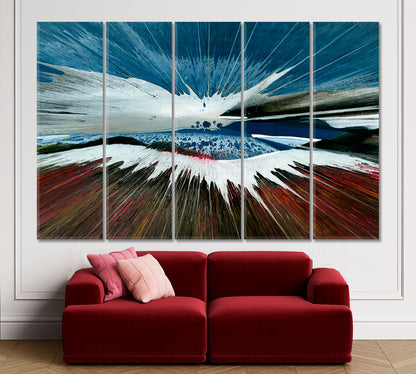 Mount Kilimanjaro Vibrand Fluid Splash Abstract Naturalism Expressionism Abstract Art Print Artesty 5 panels 36" x 24" 