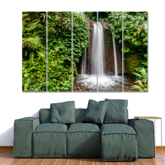 Tropical Jungle Rainforest Banyumala Twin Waterfalls Bali Tropical, Exotic Art Print Artesty 5 panels 36" x 24" 